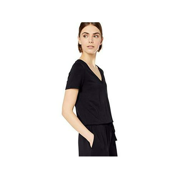 Daily Ritual Womens Supersoft Terry Short-Sleeve V-Neck Romper 